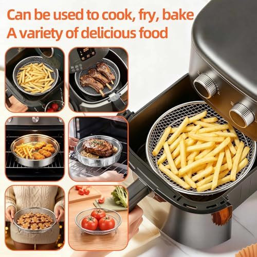 P&P CHEF 7.9'' Round Air Fryer Rack Set of 3, Air Fryer Basket for Grill - Image 6
