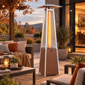 INVARIA Pyramid Patio Heater, 48,000 BTU Propane Outdoor Heater with Glass Tube Flame, ETL Certified, Triple Safety Protection, Wheels & Cover Included for Patio Backyard Poolside (Brown) by Unknown