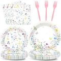 OBUSATT 100 Pcs Wildflower Paper Plates and Napkins Party Supplies Wildflower Party Decorations Floral Wildflower Disposable Plates Set for Summer Spring Birthday Baby Shower Wedding, Serve 25 Guests by OBUSATT