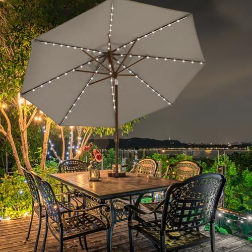 EliteShade USA 10-Year-Non-Fading 9ft Market Patio Umbrella, Commercial Grade Table Sun Umbrella with 80 Solar LED Lights, Crank Open, Windproof & UPF 50+ UV Protection for Garden, Deck, Pool, Backyard, Mushroom - Image 4
