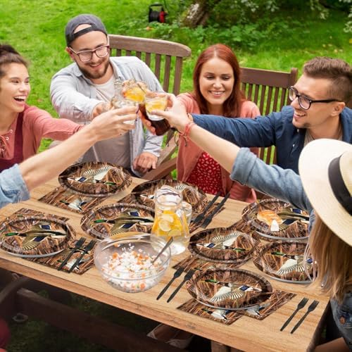 Naozinebi Mallard Duck Party Plates Napkins Hunting Dinnerware Mallard Duck Theme Birthday Party Tableware Set Disposable Forks Dessert Supplies for Hunting Birthday Supplies Serve 24 - Image 6