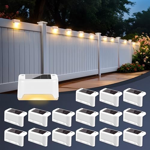 SOLPEX Solar Fence Lights Outdoor 16 Pack, Waterproof Led, Warm White by Solpex