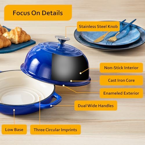 Velaze 5 QT Enameled Cast Iron Dutch Oven for Bread Baking with Dome Lid - Image 6