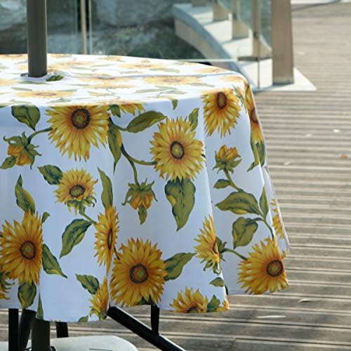 EHouseHome Outdoor Indoor 70inch Round Tablecloth with Umbrella Hole and Zipper, Waterproof Zippered Patio Table Cloths, Spring/Summer Table Covers for Backyard Circular Table/BBQs/Picnic - Image 5