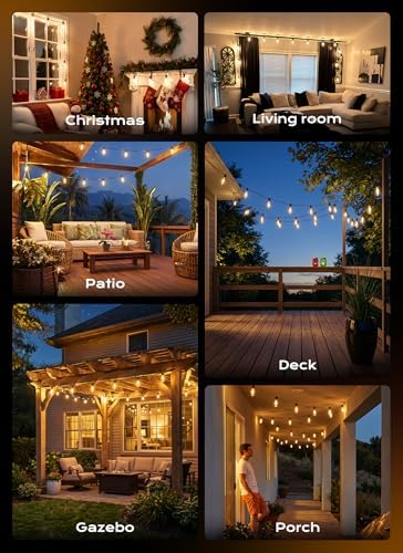 Minetom 132FT Outdoor String Lights with Remote, ST38 Patio Lights Dimmable - Image 6