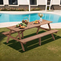 Brown 75" Rectangular Wooden Picnic Tables for Outdoors by QUAWIP