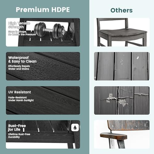 Pamapic Patio Dining Table Set, 7-Piece Outdoor Dining Set for 6, Black - Image 5
