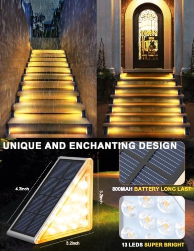 Solar Step Lights Outdoor Waterproof IP67, 3000K Warm Lights -16 Pack - Image 6