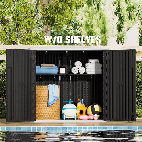 Mrosaa Large Outdoor Storage Box,Resin Sheds&Outdoor Storage Waterproof/Lockable,Outdoor Storage Cabinets for Balcony,Garage,Backyard (37Cu.ft-Black White) - Image 5