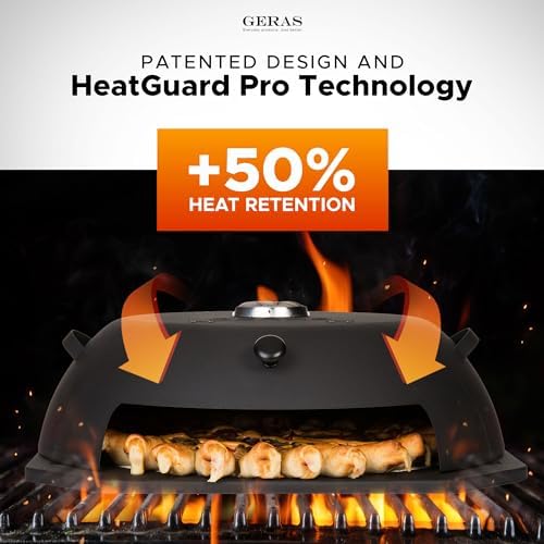 HeatGuard Pro Geras Pizza Oven for Grill - Grill Top Pizza Oven For Outdoor Camping - Pizza Stone, Pizza Peel Kit - Portable Backyard BBQ Pizzas Maker Charcoal, Pellet, Propane Gas Wood Attachment - Image 3
