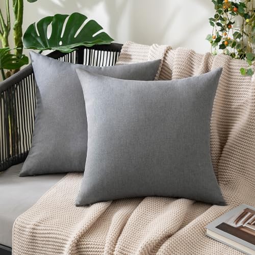 MIULEE Decorative Outdoor Pillow Covers Euro Waterproof 26x26 Light Grey by MIULEE