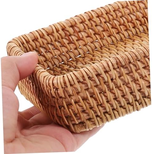 Hemobllo 4pcs Rattan Woven Storage Basket for Fruits Bread and Snacks Rustic Container for Home Organization and Decor Lightweight and Versatile - Image 2