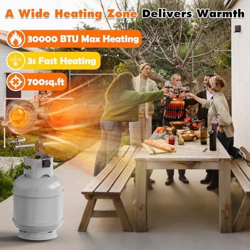 SISUPASSIE 30000BTU Propane Heater, Portable Propane Heater for Outdoor Use with 3 Adjustable Modes and Safety Shut-off Valve for Patio, Camping, Fishing, Garage - Image 3