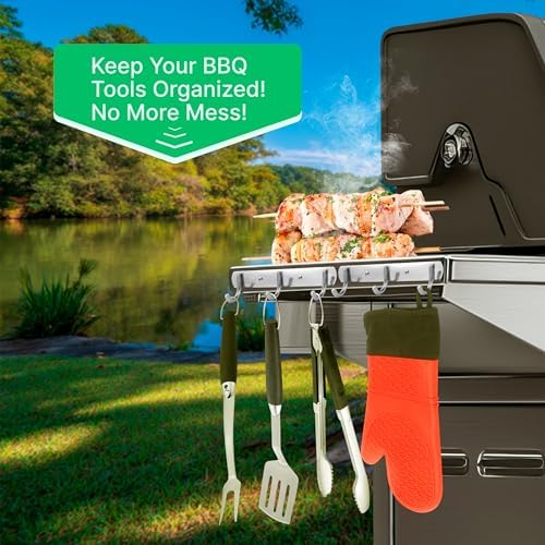 Grill Hooks for Utensils, Heavy Duty BBQ Utensil Rack with Screws - 2 Pcs - Image 2