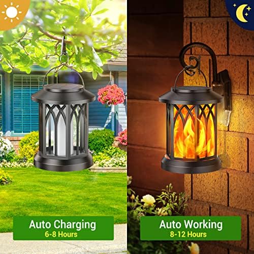 KOOPER 4 Pack Solar Lantern Outdoor Lights, Upgraded Flickering Flame Solar Lanterns Lights Outdoor Waterproof, Hanging Lantern Decorative, Solar Powered Lanterns for Yard Patio Path Tree Garden Decor - Image 3