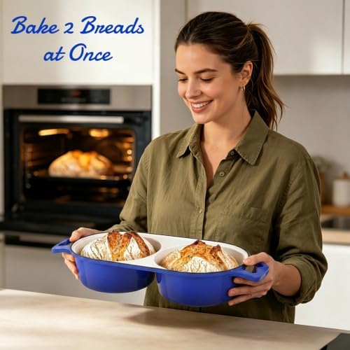 Enameled Cast Iron Dutch Oven Pot with Lid, Double Bread Loaf Pan - Image 5