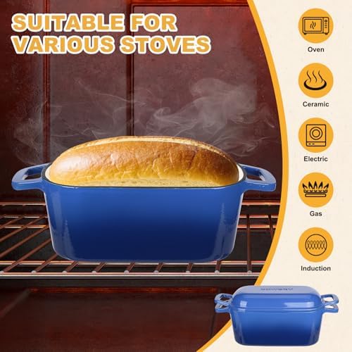 Enameled Dutch Oven for Sourdough Bread Baking, 3.6QT Oval Cast Iron Bread Pan with Lid - Image 4
