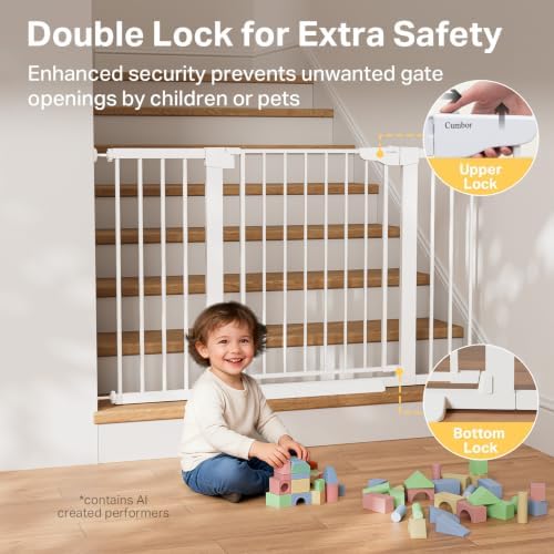 Cumbor 29.7-51.5 in Extra Wide Baby Gate for Stairs, Dog Gate Indoor White - Image 4