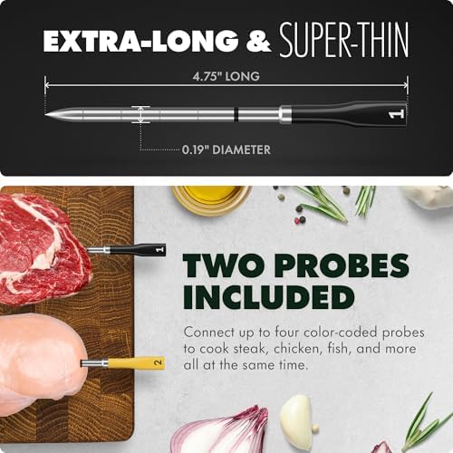 CHEF iQ Sense | Smart Wireless Meat Thermometer | 2 Ultra-Thin Probes | WiFi Unlimited Range | 1000°F Heat Safe | 5 Sensors | BBQ, Grill, Oven, Smoker, Air Fryer | Gen3 - Image 5