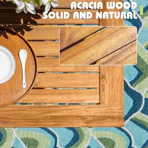 Flamaker 5 Pieces Outdoor Dining Set Acacia Wood Outdoor Table and Chairs - Image 4