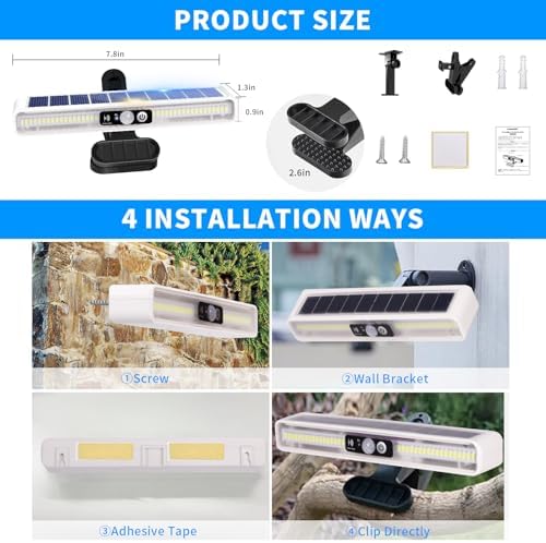 Clip On Solar Lights Outdoor with PIR Motion Sensor (White ,2 Pack ,6000K) - Image 5