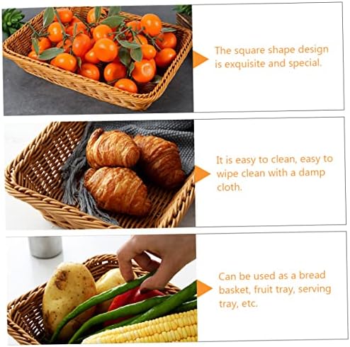 MAGICLULU 2pcs Multipurpose Picnic Basket Light Brown Rattan Storage Tray for Fruits Vegetables and Bread for Home and Outdoor Gatherings - Image 7