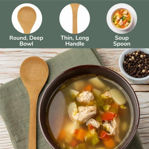 BambooMN 8" Reusable Bamboo Soup Spoon - 10 Units - Image 5