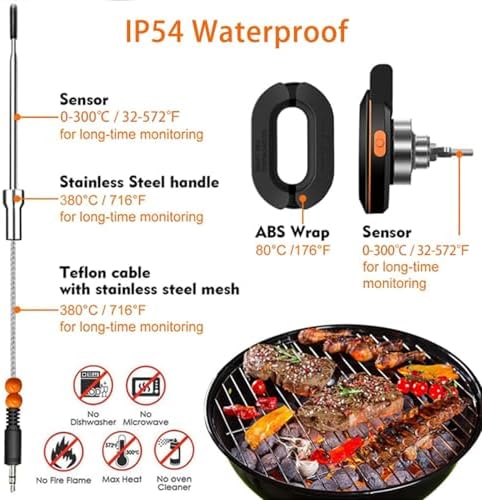 Bluetooth Grill Thermometer with LCD Display & App Alerts, 2 Meat Probes - Image 2