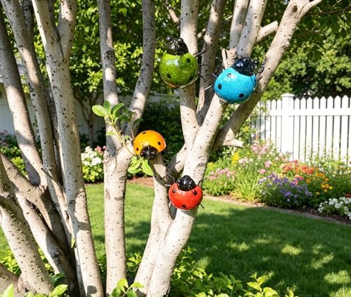 Metal Garden Wall Art Decorative Set of 4 Cute Ladybugs - Image 4