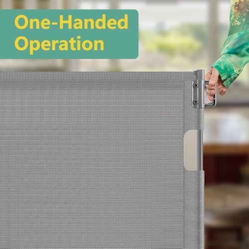 Upgraded 60" Wide Retractable Dog Gate with Reinforced Rods - Bottom Anti-Escape, 5 ft Retractable Baby Gates for Doorways Retractable Gates for Dogs Indoor/Outdoor Retractable Pet Gate, Gray - Image 5
