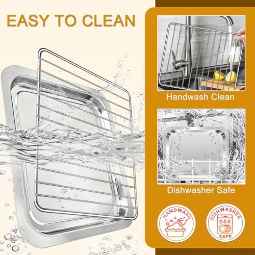 Air Fryer Replacement Parts for Emeril Lagasse Everyday 360 Air Fryer, Food-Grade Non-stick Stainless Steel Air Fryer Accessories，Including 12''×10'' Grill Pan Plate Tray and 12.4''×10'' Wire Rack - Image 6