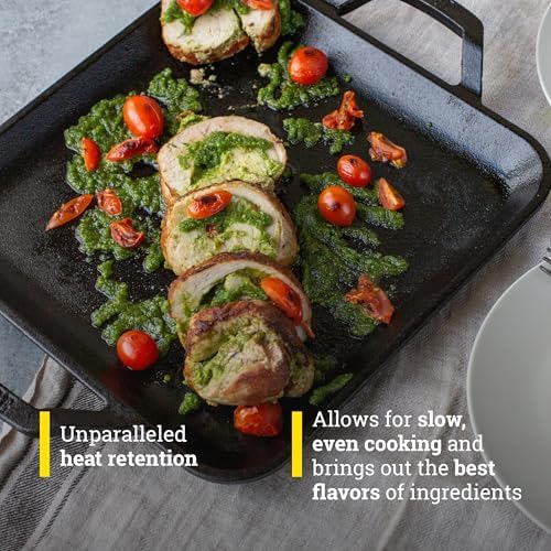 Lodge Chef Collection 11 Inch Pre-Seasoned Cast Iron Square Griddle - Image 5