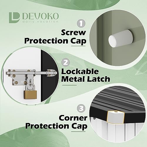 Devoko 8x6 FT Outdoor Storage Shed, White - Image 3