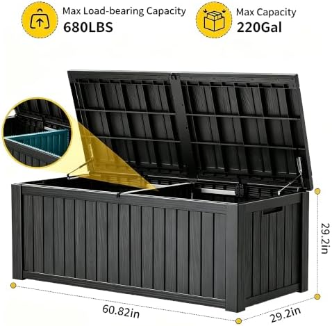 KAMABOKO 220 Gallon Outdoor Storage Box Waterproof Deck Box for Patio - Image 2