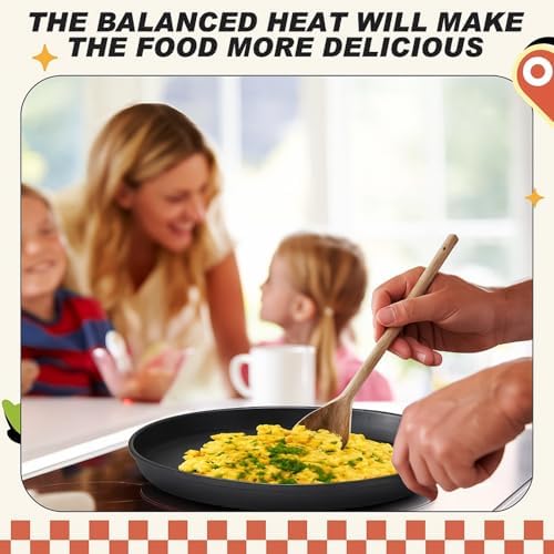 Maxdot 2 Pcs 11.4 Inch Cast Iron Grill Pan Round Pizza Pan Skillet for BBQ - Image 4