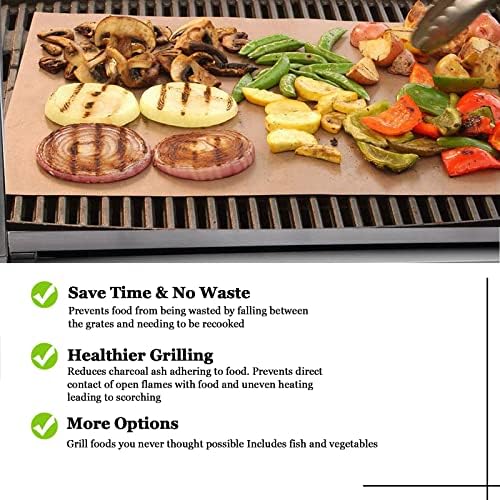 UBeesize Copper Grill Mats for Outdoor Grill – 6 Pack Heavy-Duty, Non-Stick BBQ Grilling Mat & Baking Mats, Reusable, Easy-Clean for Gas, Charcoal, Electric Grills (15.75 x 13 Inch) - Image 2