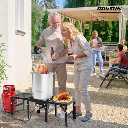 ROVSUN Portable Propane Gas Stove with 2 Foldable Side Racks, Single Burner Camp Stove Cooker for Outdoor Backyard Cooking, Camping, Tailgating, Canning, Turkey Frying & Seafood Boiling - Image 7