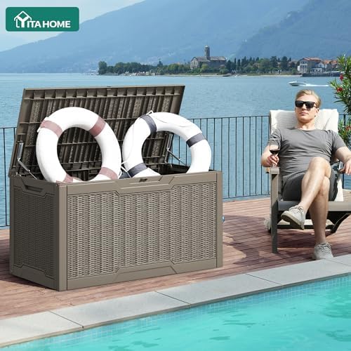 YITAHOME 100 Gallon Large Resin Deck Box Outdoor Storage Boxes for Patio - Image 4