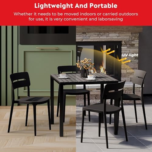 Costaelm Outdoor Dining Table for 4, Square Metal Patio Table, 4-Person Weather Resistant Steel Slat Table for Lawn Garden Backyard, Black - Image 6
