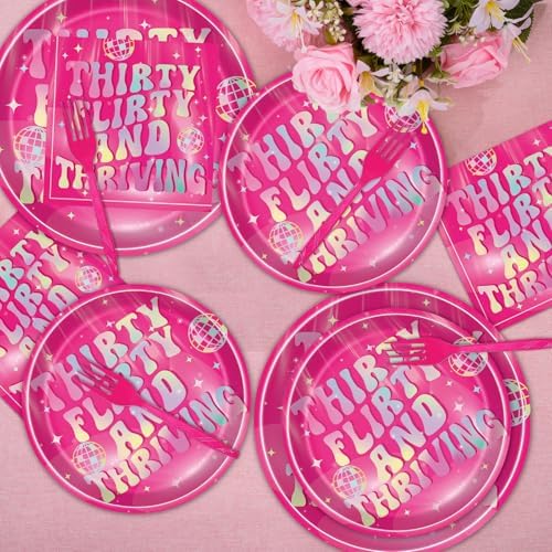Thirty Flirty Thriving Birthday Plates Napkins Party Decor 96PCS - Image 5