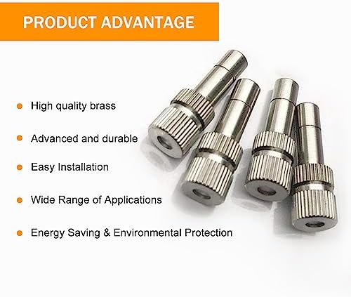 20pcs Brass Mister Nozzles, 6mm Misting Nozzles for Outdoor Cooling System, Landscaping, Air Humidification, Greenhouse Irrigation (without Filter, 0.024"/0.6mm Orifice) - Image 5
