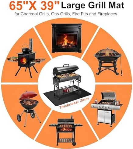 Non-Slip 65x39 Inches Large Under Grill Mats for Outdoor Grill - Image 5