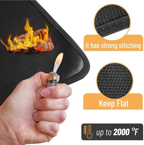 UNCO- Large Under Grill Mats for Outdoor Grill, 65" x 48", Black Double-Sided, Fireproof, Reusable, Portable, 3 Layers, Waterproof & Easy to Clean, Grill Matt for Outdoor Grill Deck Protector - Image 4