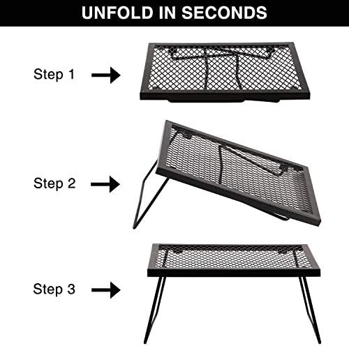 REDCAMP Folding Campfire Grill Heavy Duty Steel Grate, Portable Camp Fire Cooking Racks for Over Fire Pit - Image 5