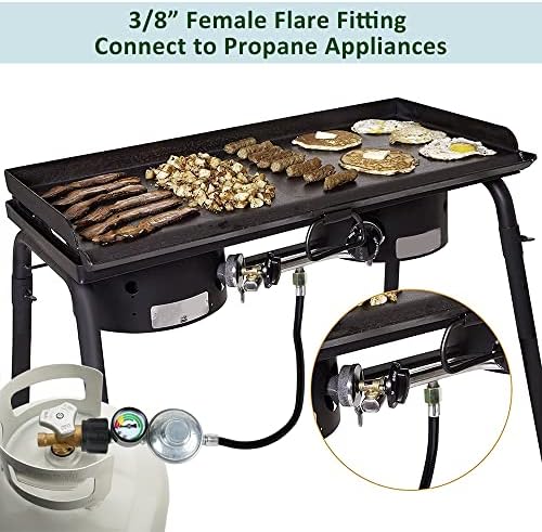 ATKKE 3ft Propane Hose Regulator with Gauge, Universal Gas Grill Regulator and Hose for Weber, Charbroil, Nexgrill, Cuisinart Grill, Patio Heater and Fire Pit, Low Pressure 3/8 Female Flare Nut - Image 5