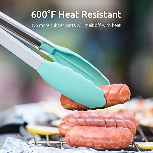 U-Taste Kitchen Tongs for Cooking, 600ºF Heat-Resistant Tps, 3Pcs/Aqua Sky - Image 3
