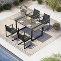Full Grounded Outdoor Dining Set, Aluminum Patio Table and Chairs by Oasbira