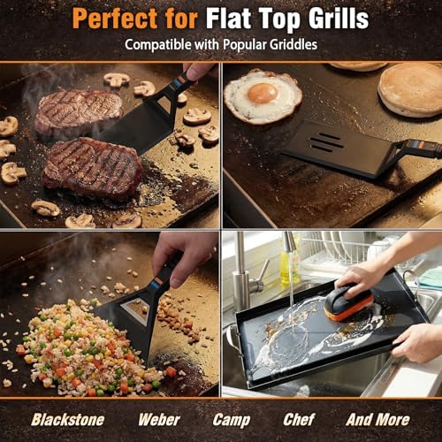 Utheer Griddle Kit, 17 x 13 Inch Pre-Seasoned Cast Iron Flat Top - Image 4