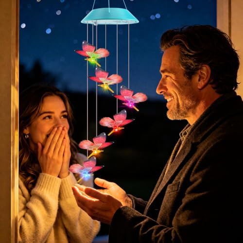Toodour Solar Wind Chime, Color Changing LED Swaying Butterfly Wind Chimes - Image 3