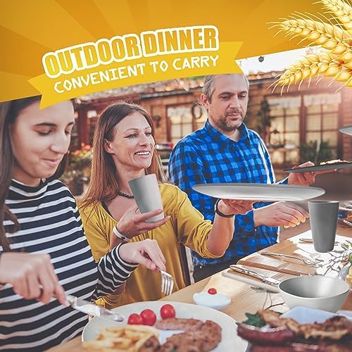 Teivio 32-Piece Kitchen Plastic Wheat Straw Dinnerware Sets, Service for 8, Dinner Plates, Dessert Plate, Cereal Bowls,Cups, Unbreakable Plastic Colorful Outdoor Camping Dishes, Irregular Gray Ombre - Image 5